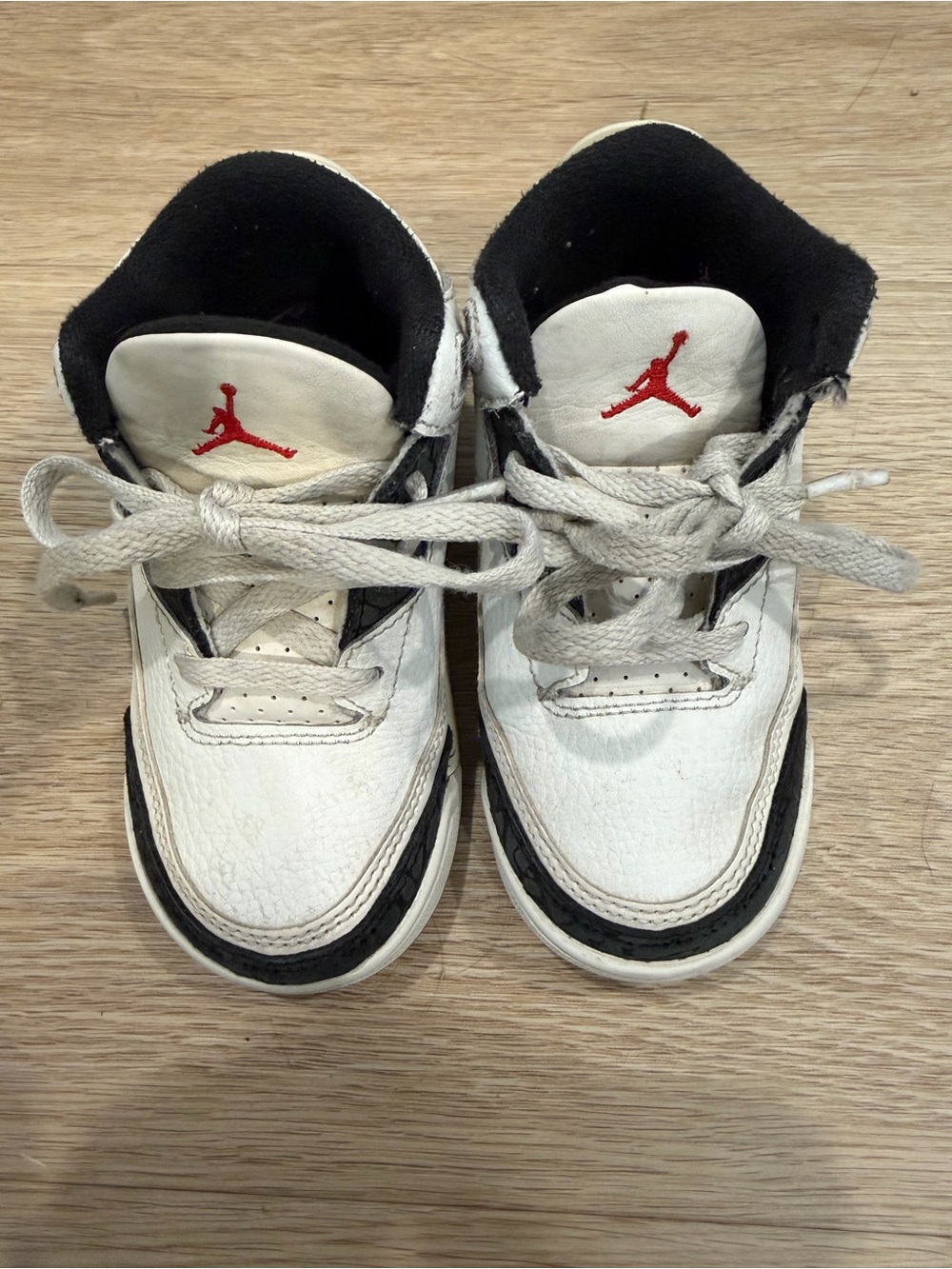 Nike Air Jordan 3 Retro Black White Red Toddler Sneakers Size 8C